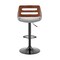 Armen Living Karter Adjustable Gray Faux Leather and Walnut Wood Bar Stool with Black Base LCKTBAWABLGR - alternate 9